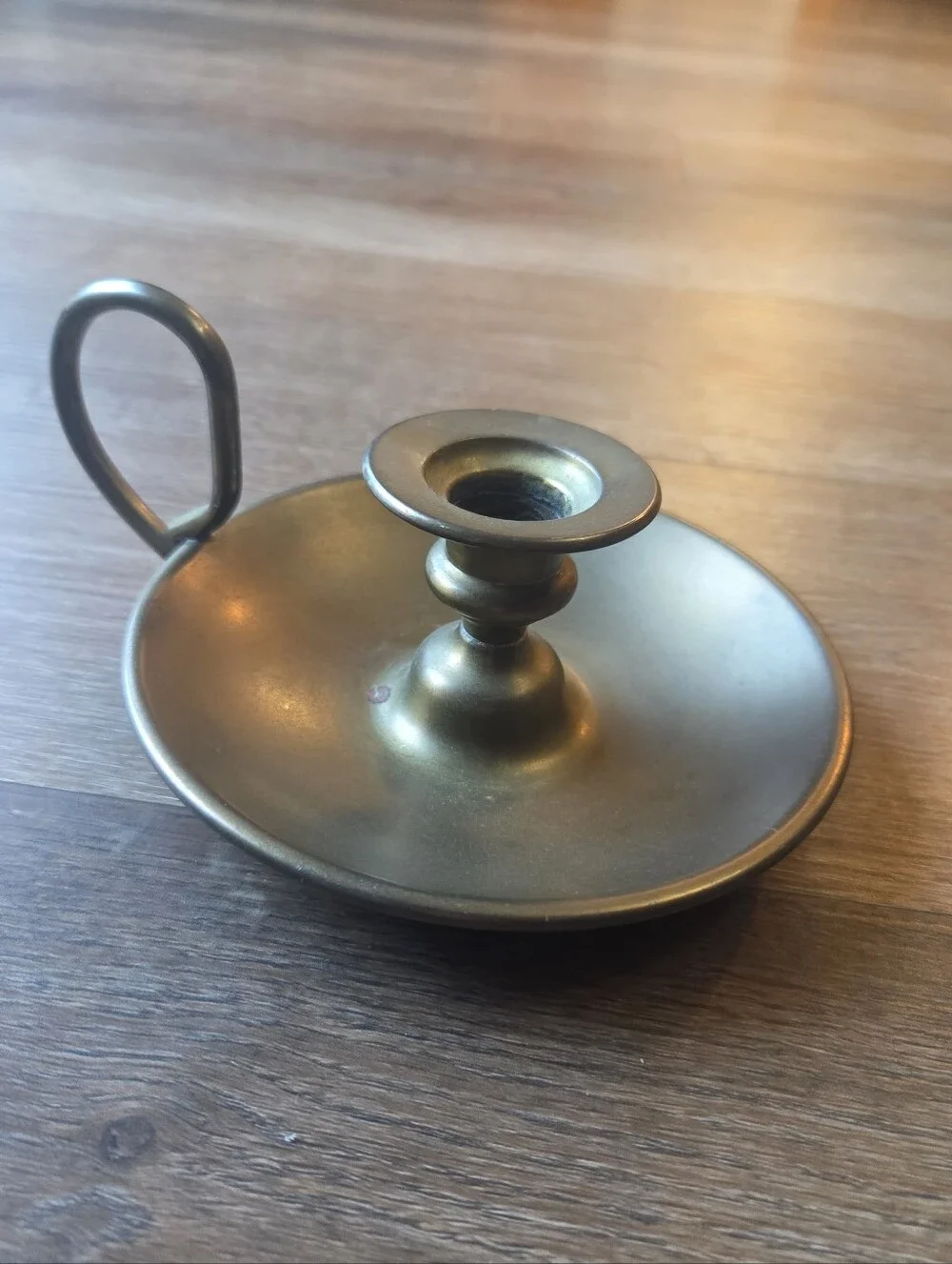 Vintage The Buffalo MFG Co. Brass Chambersick Candle Holder w/Thumb Loop
